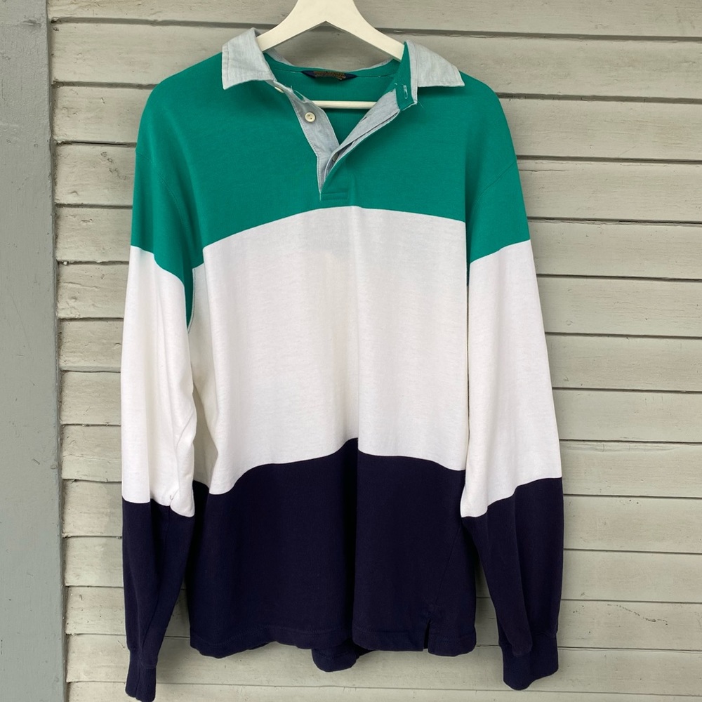 Brook Brothers Color Blocked Long Sleeve Polo